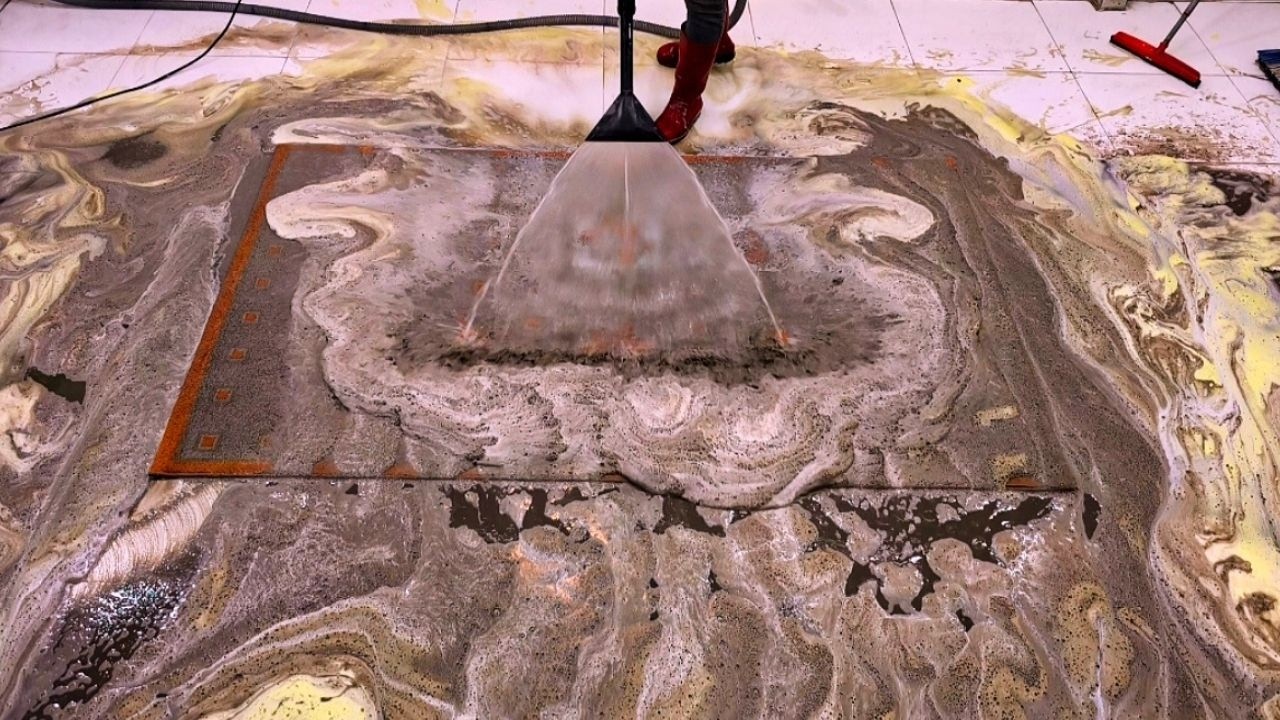 Big effort dirty carpet cleaning satisfying ASMR