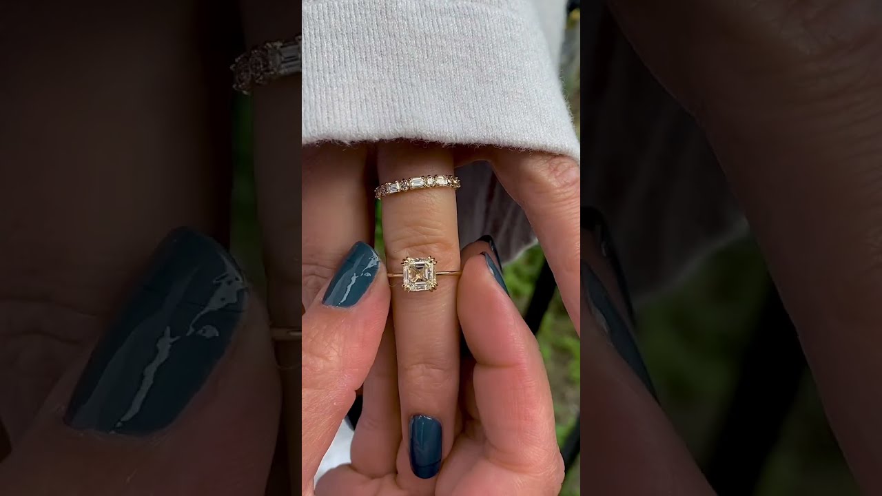 2ct. Asscher Cut Threaded Ring with Diamond Constancy Band by Melanie Casey Fine Jewelry