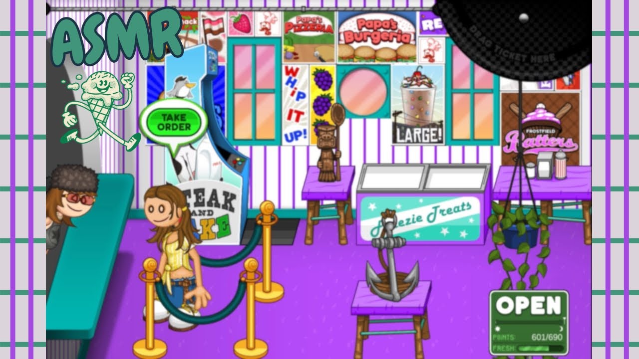 ASMR  ✮⋆˙ Playing Papas Freezeria ˙⋆✮ Whispering with mouth and hand sounds ˙⋆✮