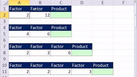 Excel 2010 Business Math 18: Reducing Fractions:  Factors, Products, Prime Numbers