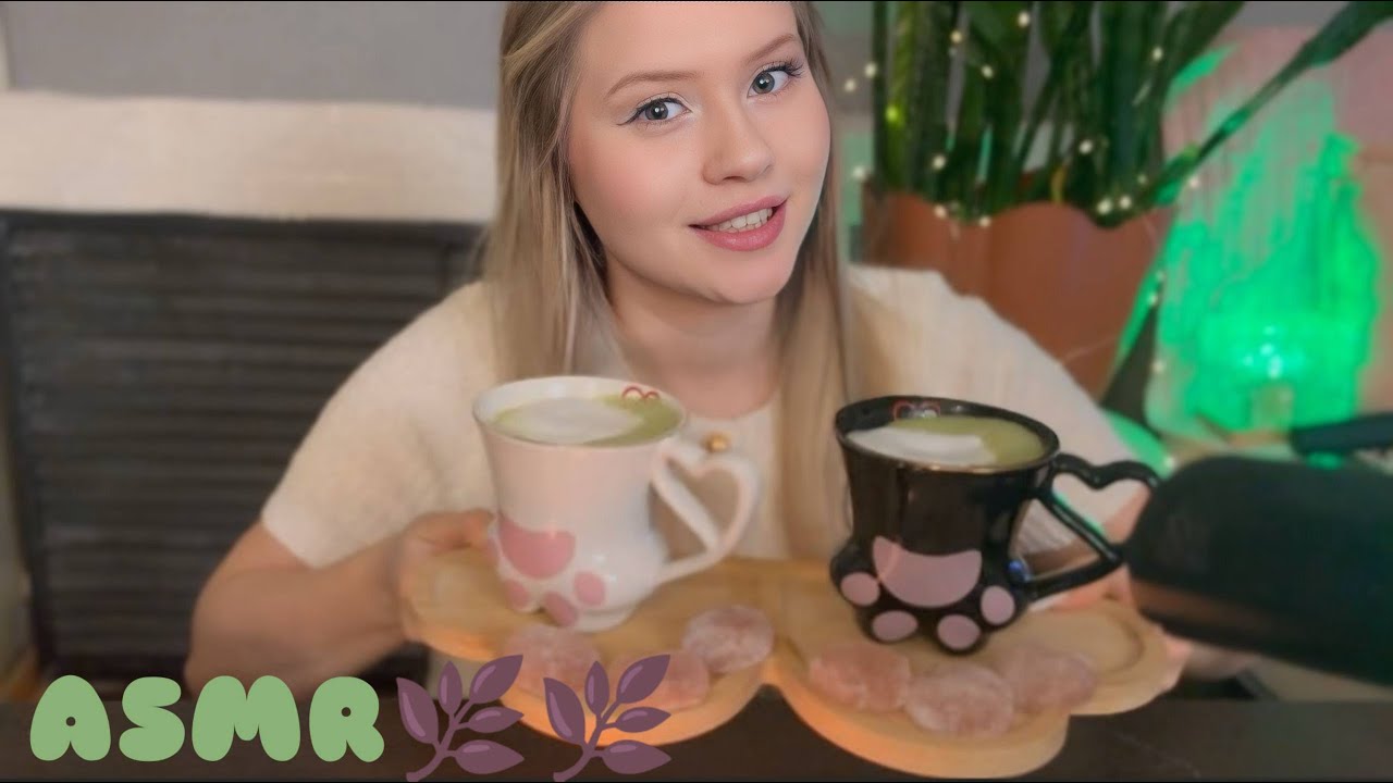 АСМР чаепитие матча с другом | персональное внимание | свечи