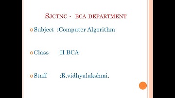 SJCTNC BCA computer algorithm unit I chapter I
