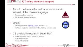 RoI: 10 Key Drivers - 8) Coding standard support