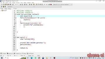 Kelimeyi tersten yazdıran c dilindeki kod.