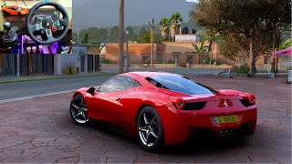 Ferrari 458 - Forza Horizon 5 - Steering Wheel + Shifter Gameplay - Max Settings Raytracing 4k