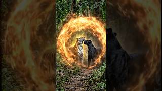 Tiger and black leopard #ai #funny #animals #shorts #viral