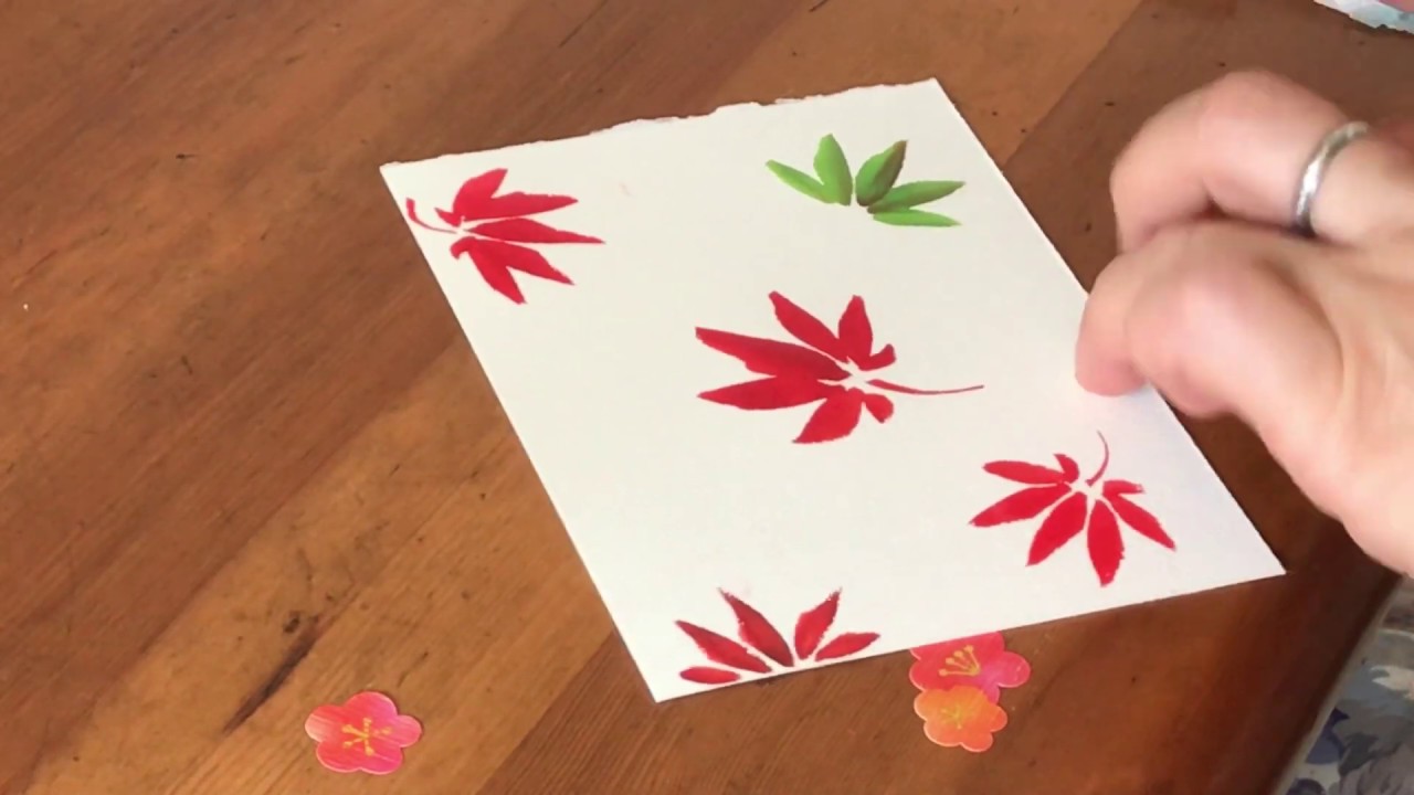 誰でも描けますハガキ絵 紅葉 もみじ 水彩 初心者 Maple Watercolor Beginner Youtube