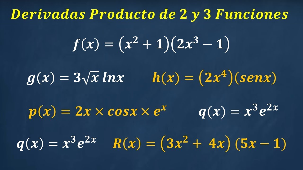 Derivada del Producto de dos y tres Funciones Cómo aplicar la Regla