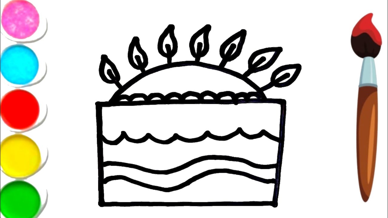 Cute Birthday Cake Drawing for Kids 🎂 | Easy Coloring for Toddlers