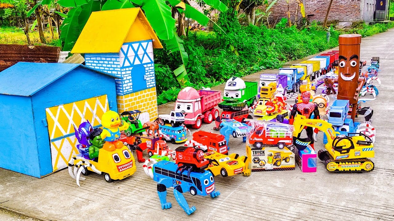 WADIDAW !! Mobil Truk Tronton Panjang Bongkar Mainan Mobil Mobilan Truk Molen, Forklif, Excavator