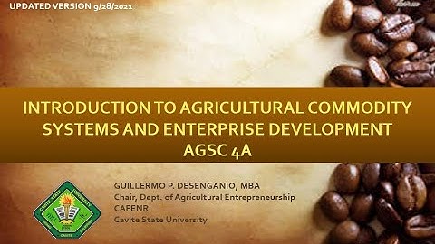 Lecture # 1 Introduction to Agri-Commodity Systems & Enterprise Dev.