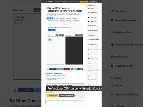 Free CSV to JSON Converter Online - CSV Parser & Validator Tool — in 30 seconds #Developers
