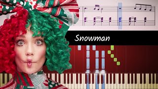 Sia - Snowman - ACCURATE Piano Tutorial + SHEETS