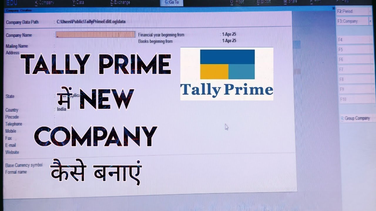Tally Prime || How to Create New Company in tally prime 