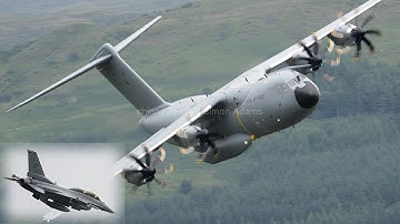 Mach Loop - The mighty Airbus A400M plus a USAF F-16!