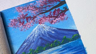 Easy mount fuji and cherry blossom 🌸 Canvas Tutorial