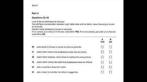 Study English online (B1). Preliminary English Test (PET) Listening Book 6 : Test 4 part 4