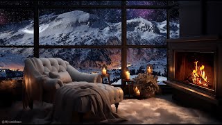 Nighttime Coziness: Fireplace Ambience with a Subtle Warm Backdrop