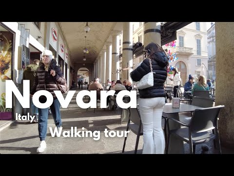 Novara, Italy, walking tour. Sunday meetings and shopping