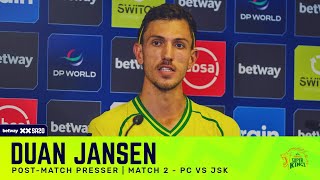Famous Duan Jansen, Joburg Super Kings | PCvJSK Post-match presser |  Betway SA20 Profile