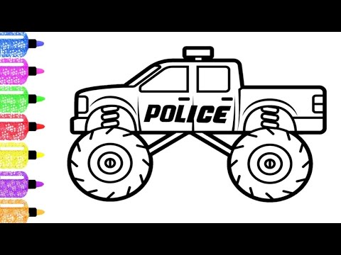 Belajar menggambar mobil  polisi monster truk YouTube