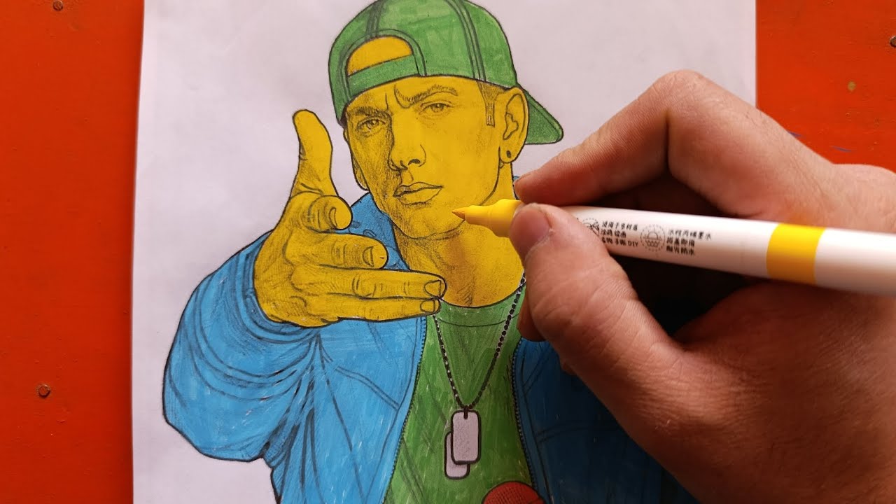 I Drew Eminem by Hand | Real Art Process 