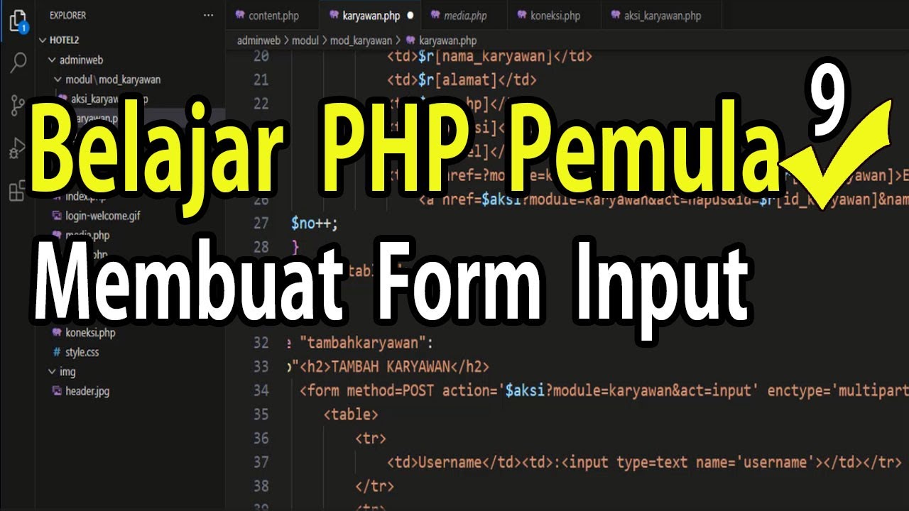 Belajar PHP Untuk Pemula Membuat Form Input Data Di PHP - YouTube