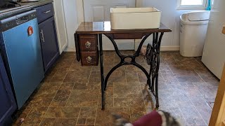 Up cycle treadle sewing machine to a sink base