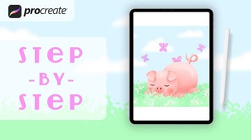 Procreate Step by Step Tutorial - Sleepy Pig