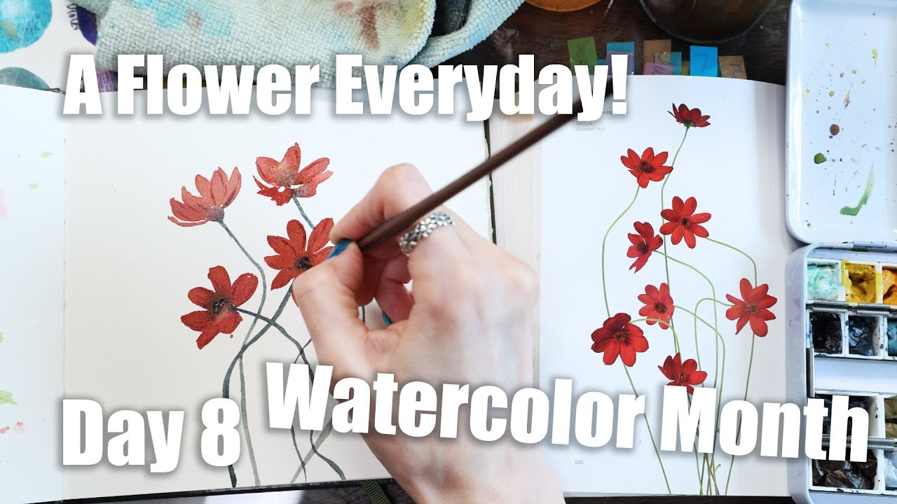 Day 8 Watercolor Month / A Flower Everyday / Cosmos