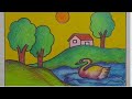 Easy natural scene drawing  rang art  step by step nature art  how to draw scenery art