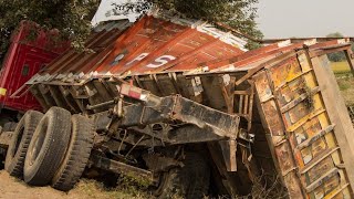 Worst Accident - Truck Overturned on Steep Incline on Dangerous Road