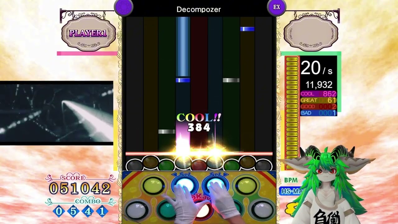 pop'n music PMS] ○9 Decompozer [UPPER] EXHARD CLEAR AAA 97.0k