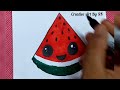 | How to draw watermelon easy | Watermelon Drawing Easy | #watermelondrawing #satisfying