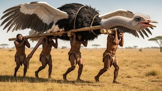 Life 3.2 Million Years Ago: The Giant Ostrich Ancestor Encounters Homo Habilis