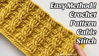 CROCHET PATTERN - Cable Stitch -Easy Step by step Tutorial for Blankets & Crochet Projects -US Terms