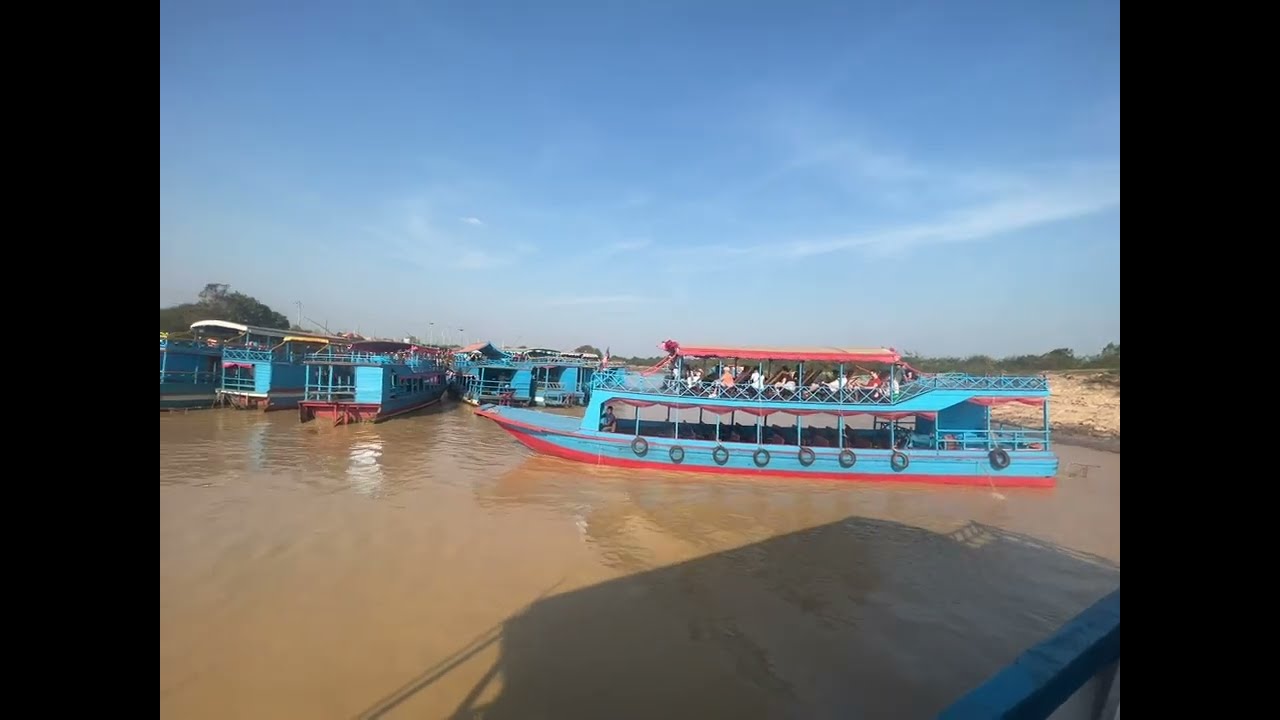 Boat crossing nice views a long the river