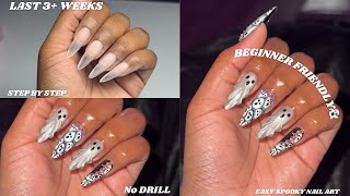 How to do Gelx nails at home | NO DRILL 🖤 |Step by step Gelx tutorial + Halloween nail art 👻