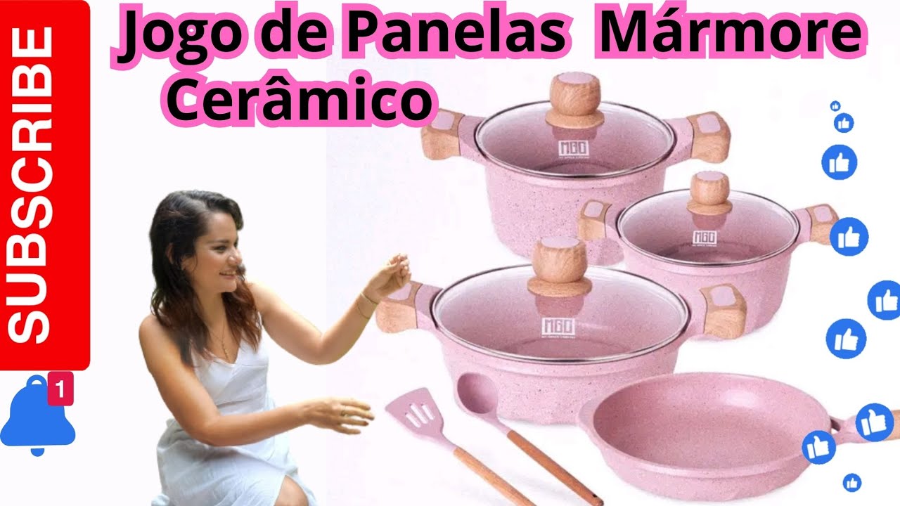 Conjunto de Panelas 19 Pçs Indução Revestimento em Granito