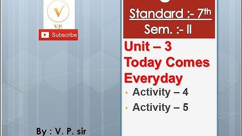 Std 7 | Sem 2 | 3. Today Comes Everyday | Activity - 4, 5 | English