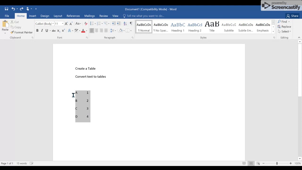 Create Tables and Lists Convert text to tables - YouTube