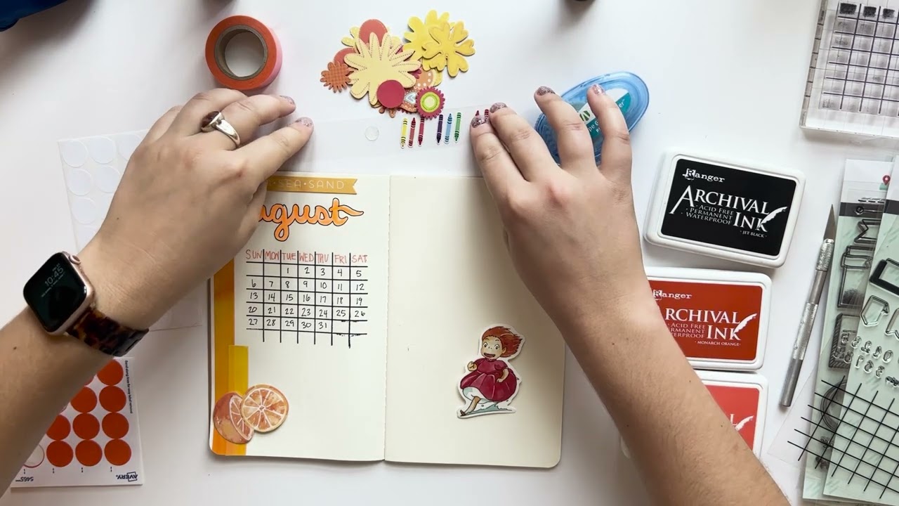 ASMR - Bullet Journaling with Me / Stickers / No Talking / Soft Piano / RELAXING 25 minutes