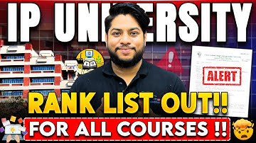 IP University Rank List Out ( All COURSES ) !!  IPU CET 2025 Result Out For Various Courses 🔥