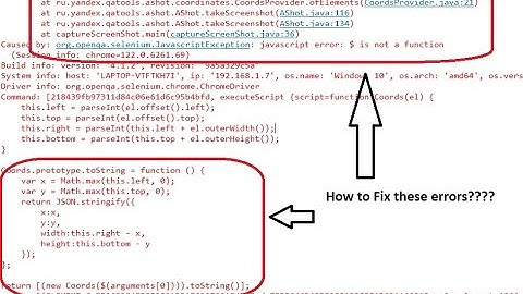 How to resolve error/exception “javascript error: $ is not a function” in Selenium?