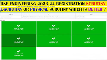 DSE ENGINEERING ADMISSION PROCESS 2023-24 | E-SCRUTINY OR PHYSICAL SCRUTINY