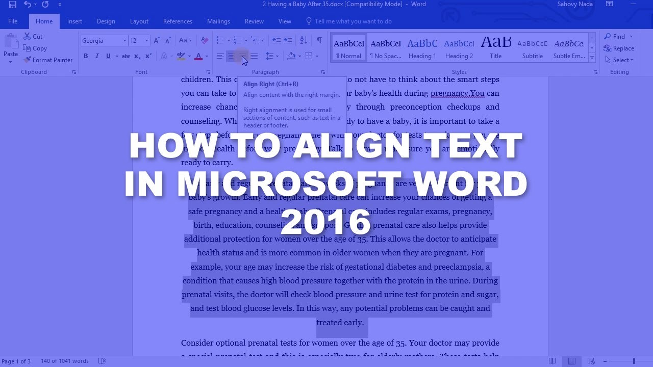Microsoft Word 2016 Essential Training | How to Align Text - YouTube