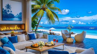February Jazz Tunes With The Gentle Sound Of Ocean Waves - Peaceful Jazz In A Luxury Seaside Lounge