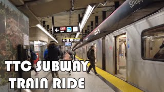 TTC Subway Train Ride on Line 4 from Don Mills Station To Sheppard-Yonge Station