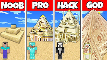 Minecraft Battle: NOOB vs PRO vs HACKER vs GOD: SAND DESERT HOUSE BASE BUILD CHALLENGE / Animation