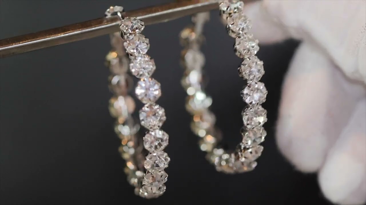 Big diamond hoop earrings, womens diamond hoop earrings, round diamond earrings